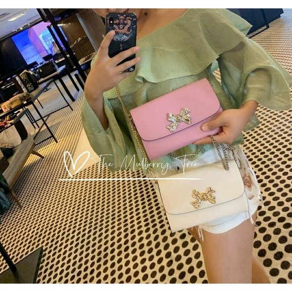 NWT Coach F72903 Chain Crossbody with Crystal Bow Turnlock Leather Org $298 - Picture 10 of 10